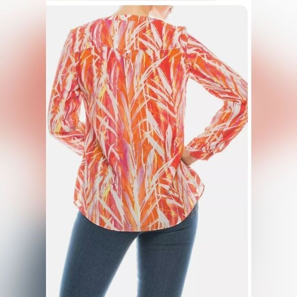 Zac & Rachel Button Sleeve Crepe Chiffon Blouse - Picture 2 of 10